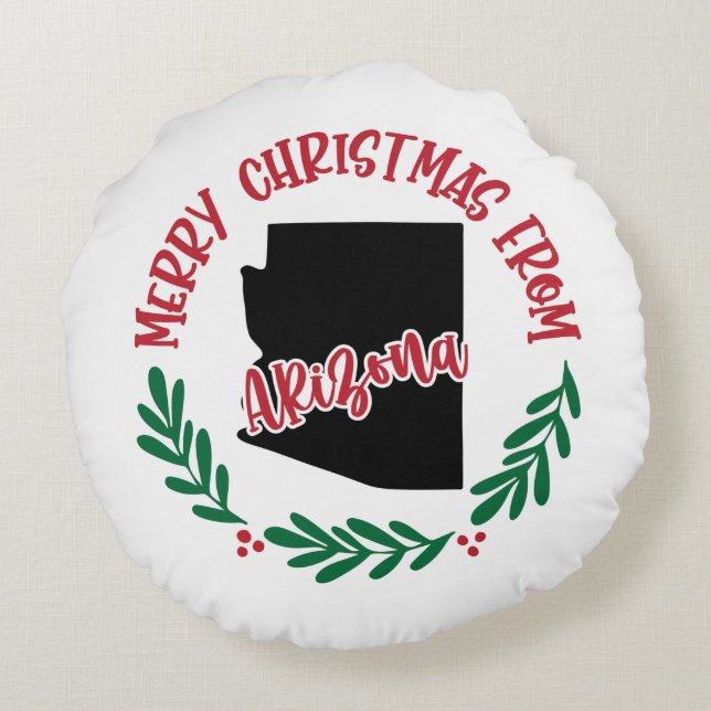 Merry Christmas From Arizona Red Green Round Pillow (Back)
