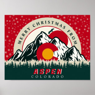 Merry Christmas From Aspen Colorado Souvenirs Poster