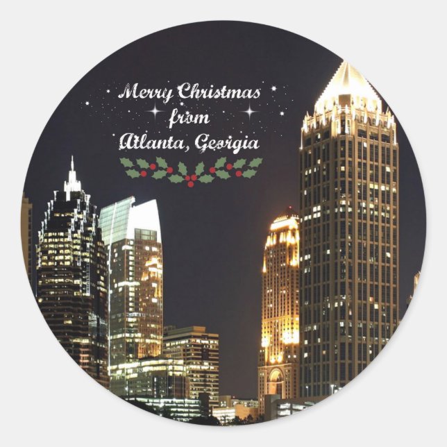 Merry Christmas from Atlanta, Georgia Classic Roun Classic Round Sticker (Front)