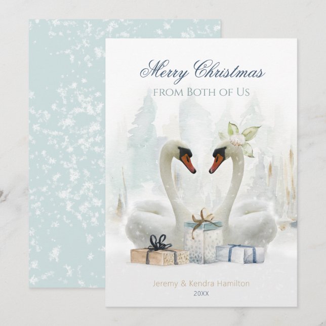 Merry Christmas from Both of Us Swans Holiday Card (Front/Back)