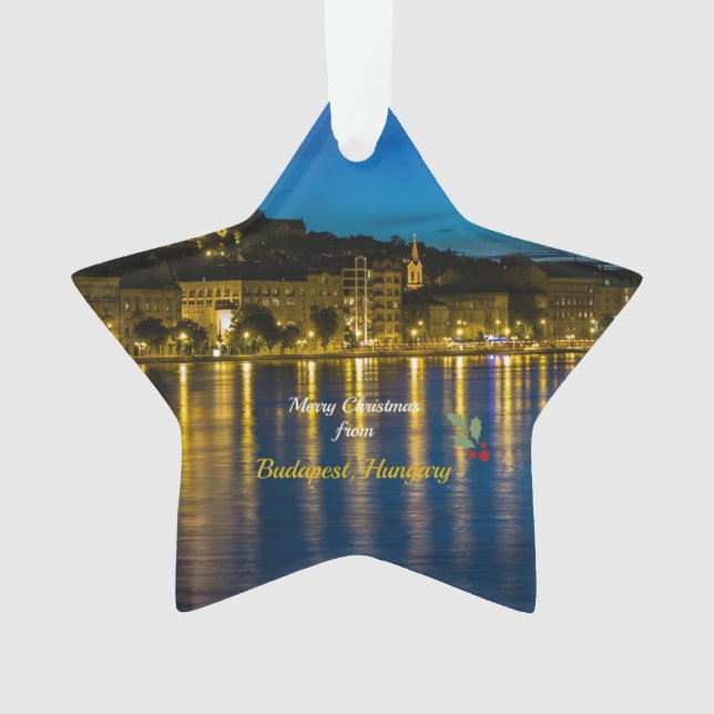 Merry Christmas from Budapest, Hungary, Ornament (Front)