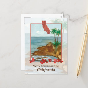 Merry Christmas from California Beach Palm Trees Holiday Postcard