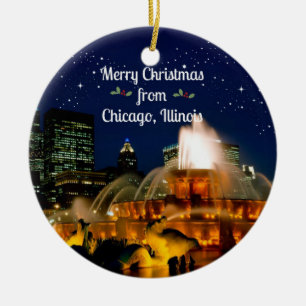 Merry Christmas from Chicago, Illinois Ceramic Ornament