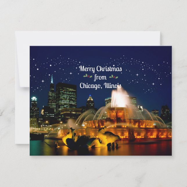 Merry Christmas from Chicago, Illinois Holiday Pos Card (Front)