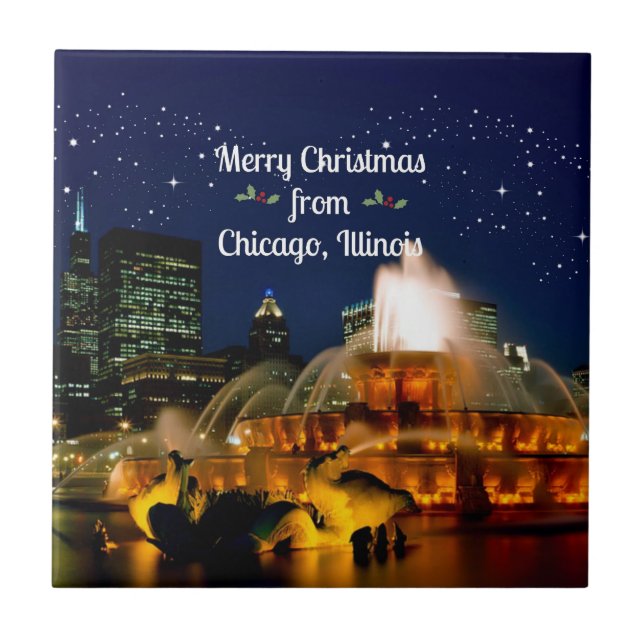Merry Christmas from Chicago,  Tile (Front)