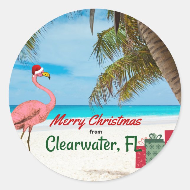 Merry Christmas from Clearwater, FL Classic Round Sticker (Front)