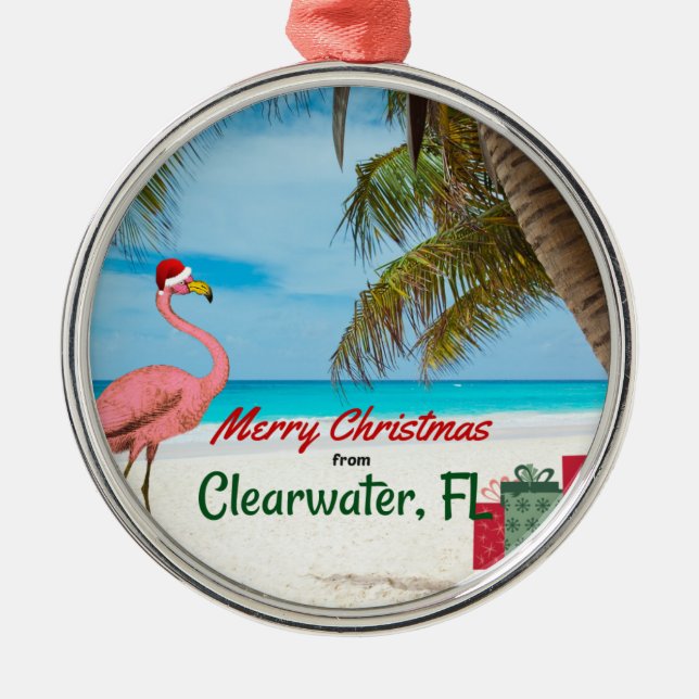 Merry Christmas from Clearwater, FL Metal Ornament (Front)