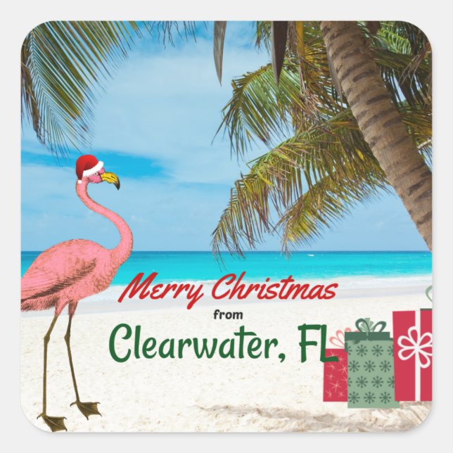 Merry Christmas from Clearwater, FL Square Sticker (Front)