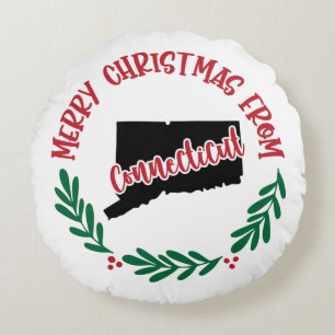 Merry Christmas From Connecticut US Red Green Round Pillow