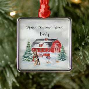 Merry Christmas from Dog's Name Metal Ornament