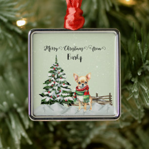 Merry Christmas from Dog's Name Metal Ornament