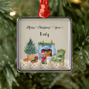 Merry Christmas from Dog's Name Metal Ornament