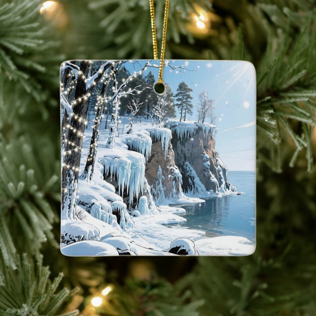 Merry Christmas from Door County, Wisconsin Ceramic Ornament (Tree)