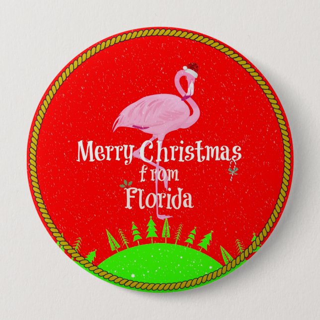 Merry Christmas from Florida, 4 Inch Round Button (Front)