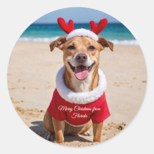 Merry Christmas from Florida Beach Classic Round Sticker