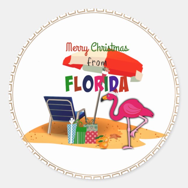 Merry Christmas from Florida Classic Round Sticker (Front)