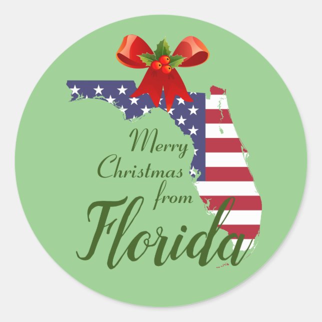 Merry Christmas from Florida Envelope Seals Sticke (Front)