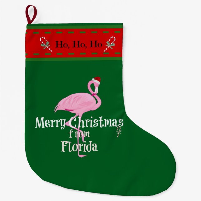 "Merry Christmas from Florida" Large Christmas Stocking (Front)