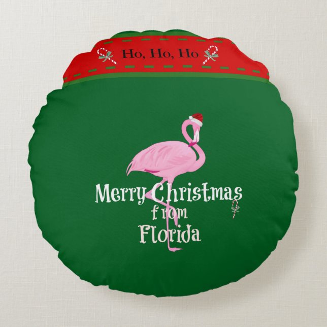 Merry Christmas from Florida Round Pillow (Front)
