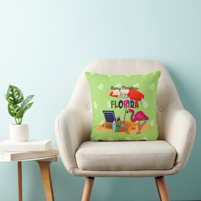 Merry Christmas from Florida Throw Pillow (Chair)