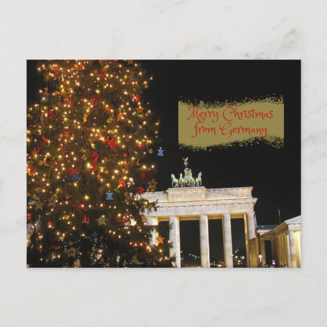 Merry Christmas from Germany Brandenburg Gate Postcard (Front)