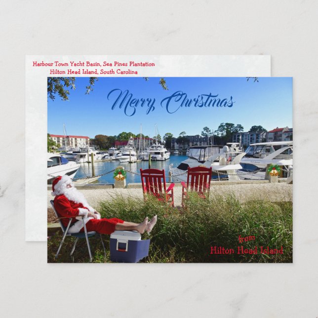 Merry Christmas from Hilton Head SC Harbour Town Postcard (Front/Back)