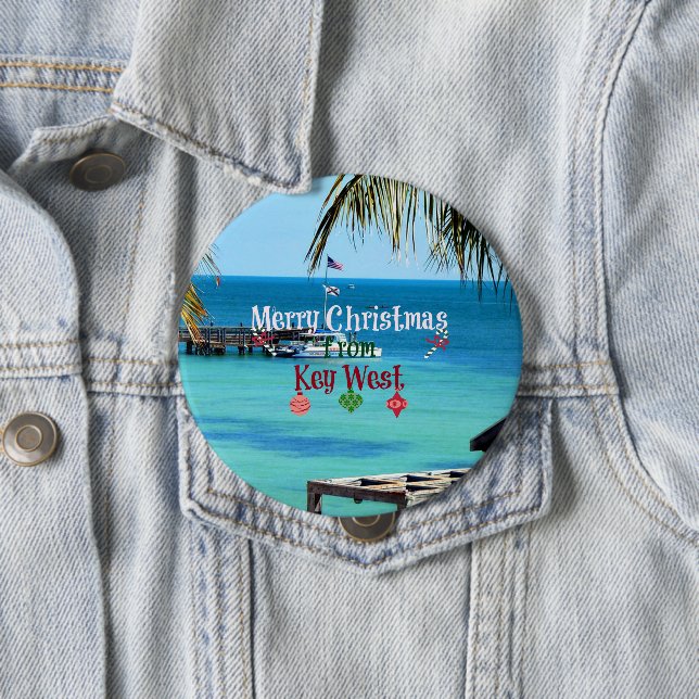 Merry Christmas from Key West, 4 Inch Round Button (In Situ)