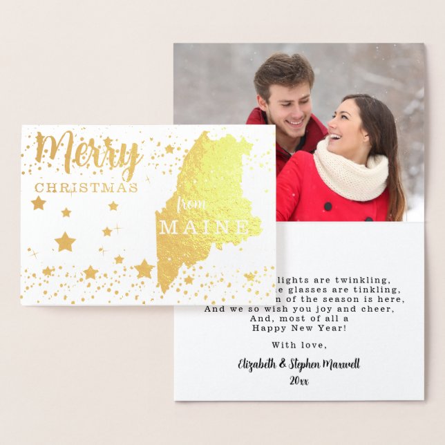 Merry Christmas from Maine State Photo Foil Card (Display)