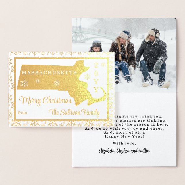 Merry Christmas from Massachusetts State | Photo Foil Card (Display)