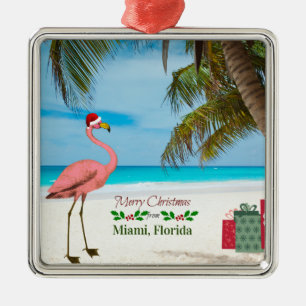 Merry Christmas from Miami, FL Metal Ornament
