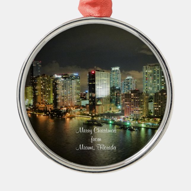 Merry Christmas from Miami, Florida Metal Ornament (Front)