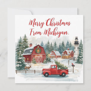 Merry Christmas from Michigan – Cozy Winter  Holiday Card