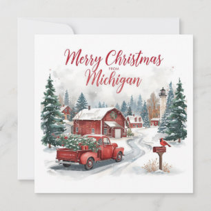 Merry Christmas from Michigan – Cozy Winter  Holiday Card