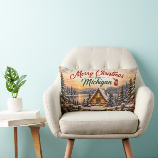 Merry Christmas from Michigan Lumbar Pillow