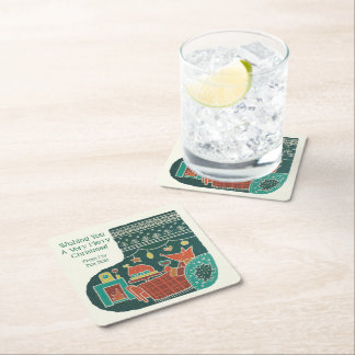 Merry Christmas from My Fox Hole! Square Paper Coaster