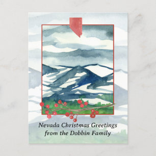 Merry Christmas from Nevada Desert Mountain Snow Holiday Postcard