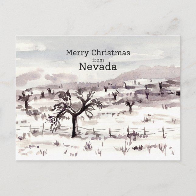 Merry Christmas From Nevada Joshua Tree Winter Holiday Postcard (Front)