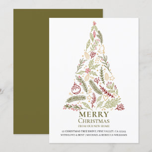 Merry Christmas from New Home Pine Holly Tree Announcement