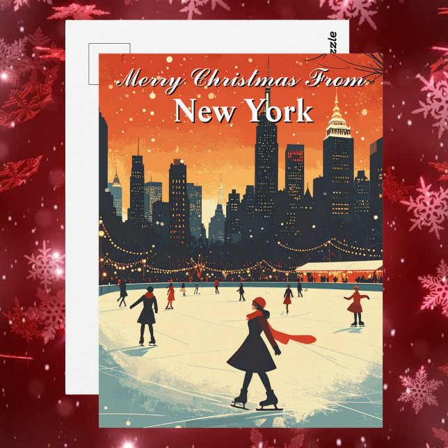 Merry Christmas from New York Ice Skating Winter Postcard (Merry Christmas from New York Ice Skating Winter Postcard)