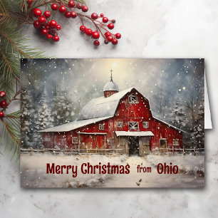 Merry Christmas from Ohio Winter Barn Card