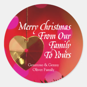 Merry Christmas From Our Family To Yours Classic Round Sticker