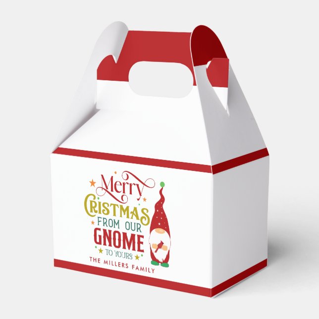 Merry Christmas From Our Gnome To Yours Favor Box (Front Side)