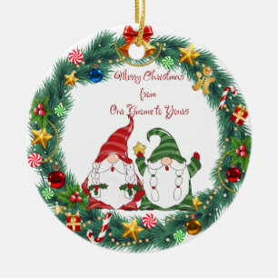 Merry Christmas from Our Gnome to Yours on a Ceramic Ornament