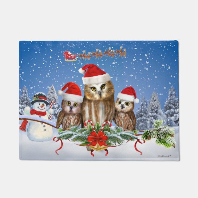 MERRY CHRISTMAS FROM OWL OF US! DOORMAT (Front)