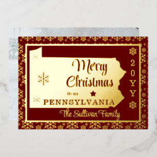 Merry Christmas from Pennsylvania State   Photo Foil Holiday Card