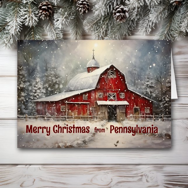 Merry Christmas from Pennsylvania Winter Barn Card (Creator Uploaded)