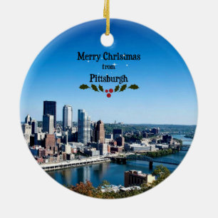 Merry Christmas from Pittsburgh Ceramic Ornament