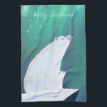 Merry Christmas From Polar-Bears  Kitchen Towel<br><div class="desc">Hand painted cute winter polar bear illustration</div>