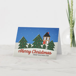 Merry Christmas From Realtor Decorated Trees With  Holiday Card