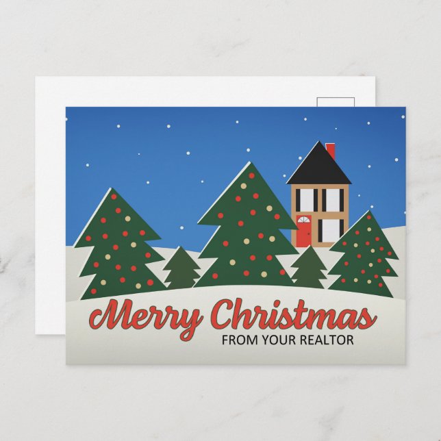 Merry Christmas From Realtor Decorated Trees With  Holiday Postcard (Front/Back)